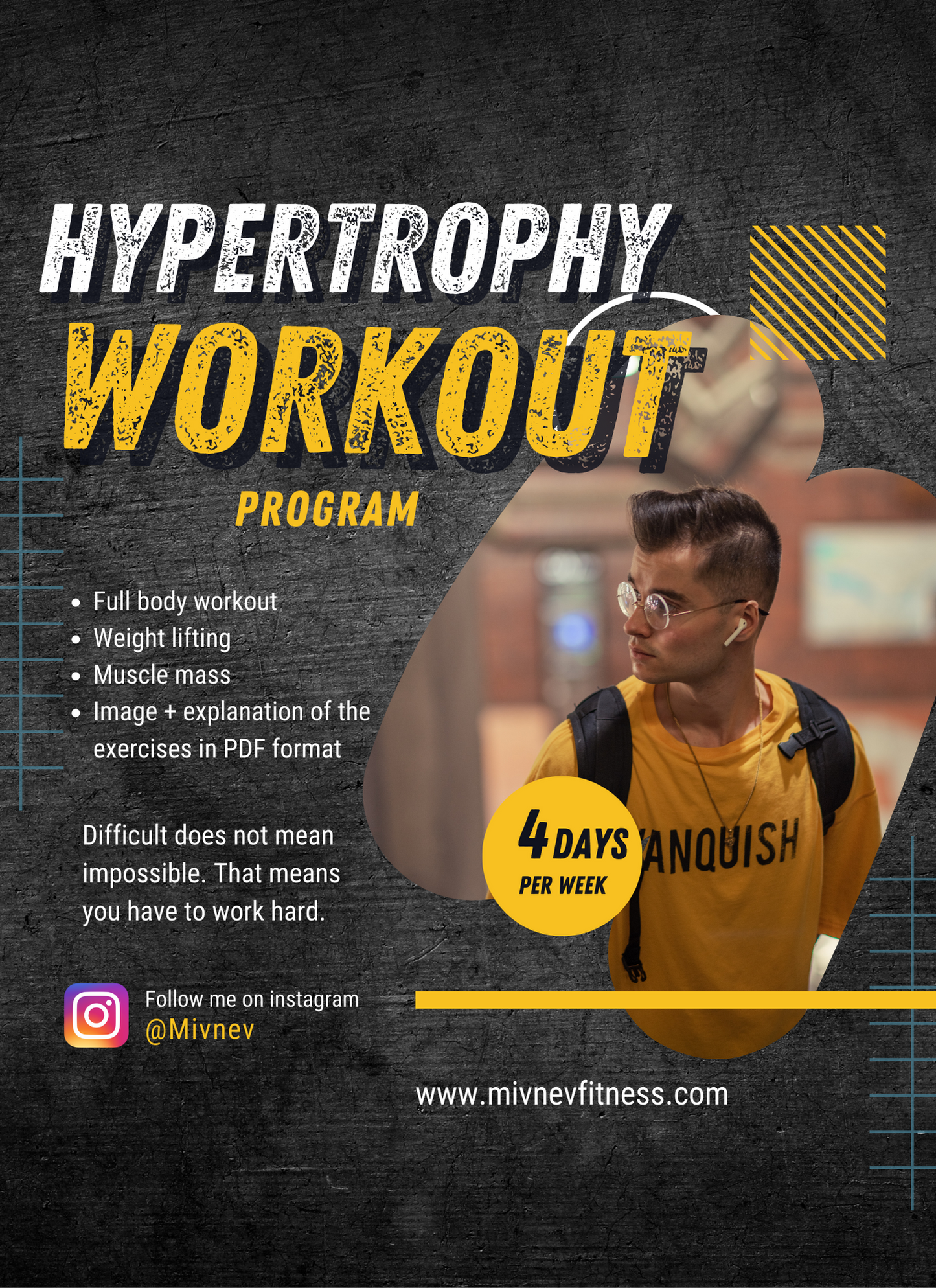 Hypertrophy workout program 4 days per week