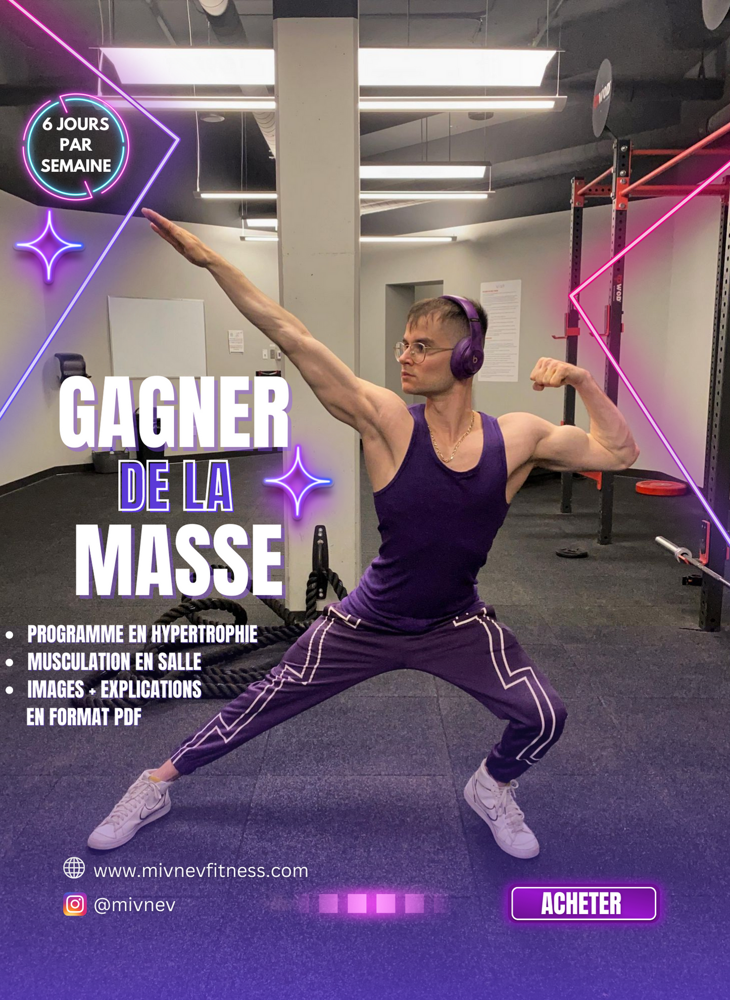 VERSION FRANÇAISE : Programme d'entraînement en hypertrophie sur 6 jours.