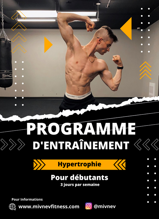 Programme d'entrainement en hypertrophie pour débutants ( 3 jours par semaine)
