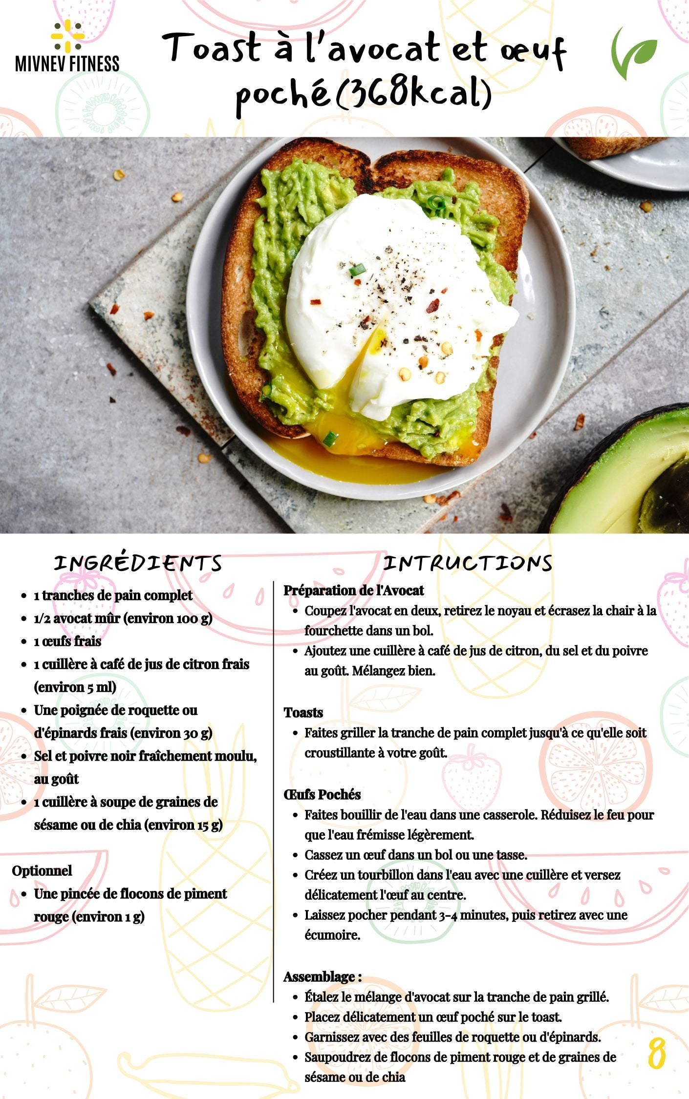 recette santé : toast avocat et oeuf poché